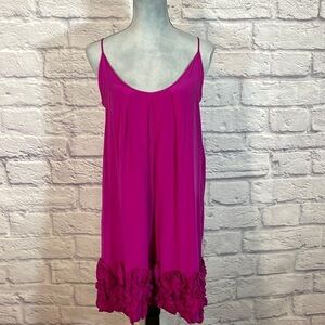 Haven silk slip dress with rosette hem